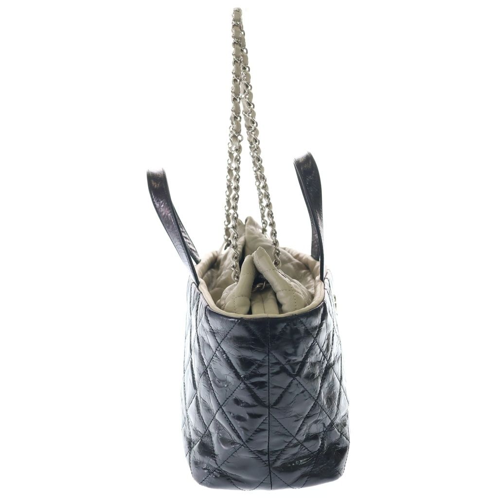 Chanel Portobello Quilted 2-Way Tote Shoulder Bag Black Aged Calfskin Silver — view 3