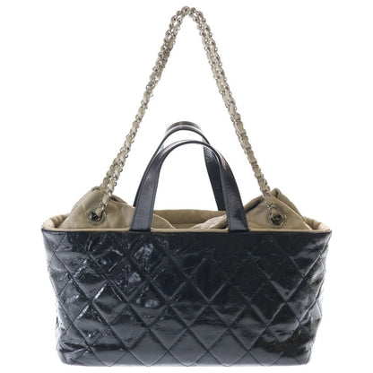 Chanel Portobello Quilted 2-Way Tote Shoulder Bag Black Aged Calfskin Silver — view 2