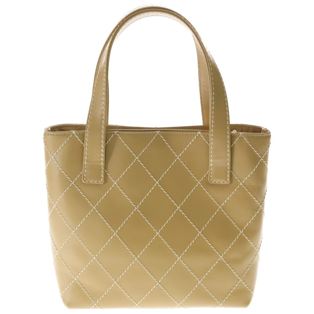 Chanel CC Logo Wild Stitch Tote Brown Leather Gold — view 2