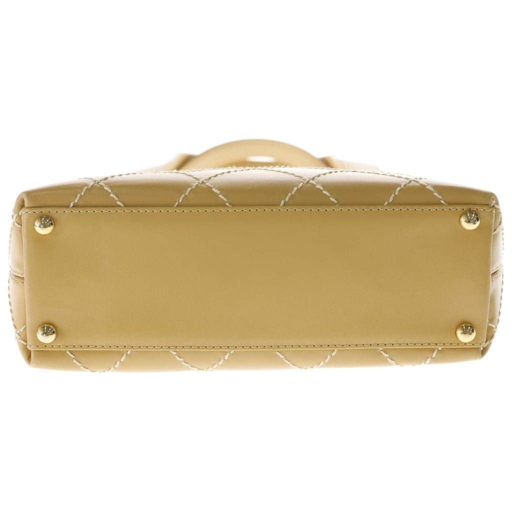 Chanel CC Logo Wild Stitch Tote Brown Leather Gold — view 4
