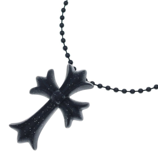Chrome Hearts Rubber CH Crs Sml Small CH Cross Necklace Lame Silicone Black