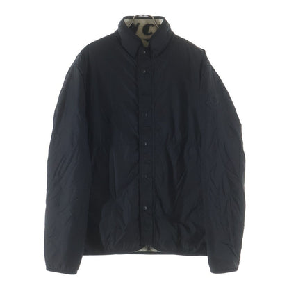 Moncler Rubber Patch Logo Reversible Nylon Fleece Zip Up Jacket Black White