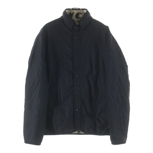 Moncler Rubber Patch Logo Reversible Nylon Fleece Zip Up Jacket Black White