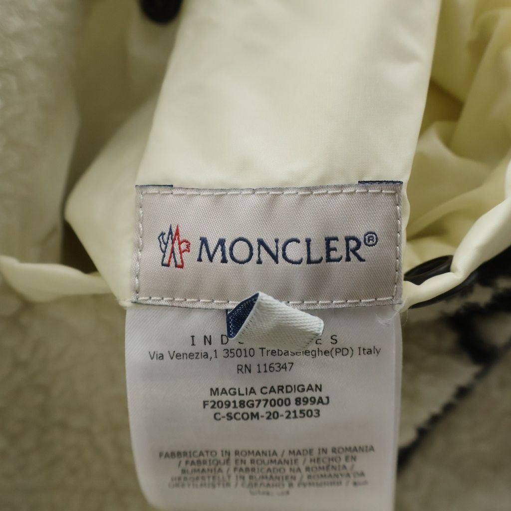 Moncler Rubber Patch Logo Reversible Nylon Fleece Zip Up Jacket Black White — view 7