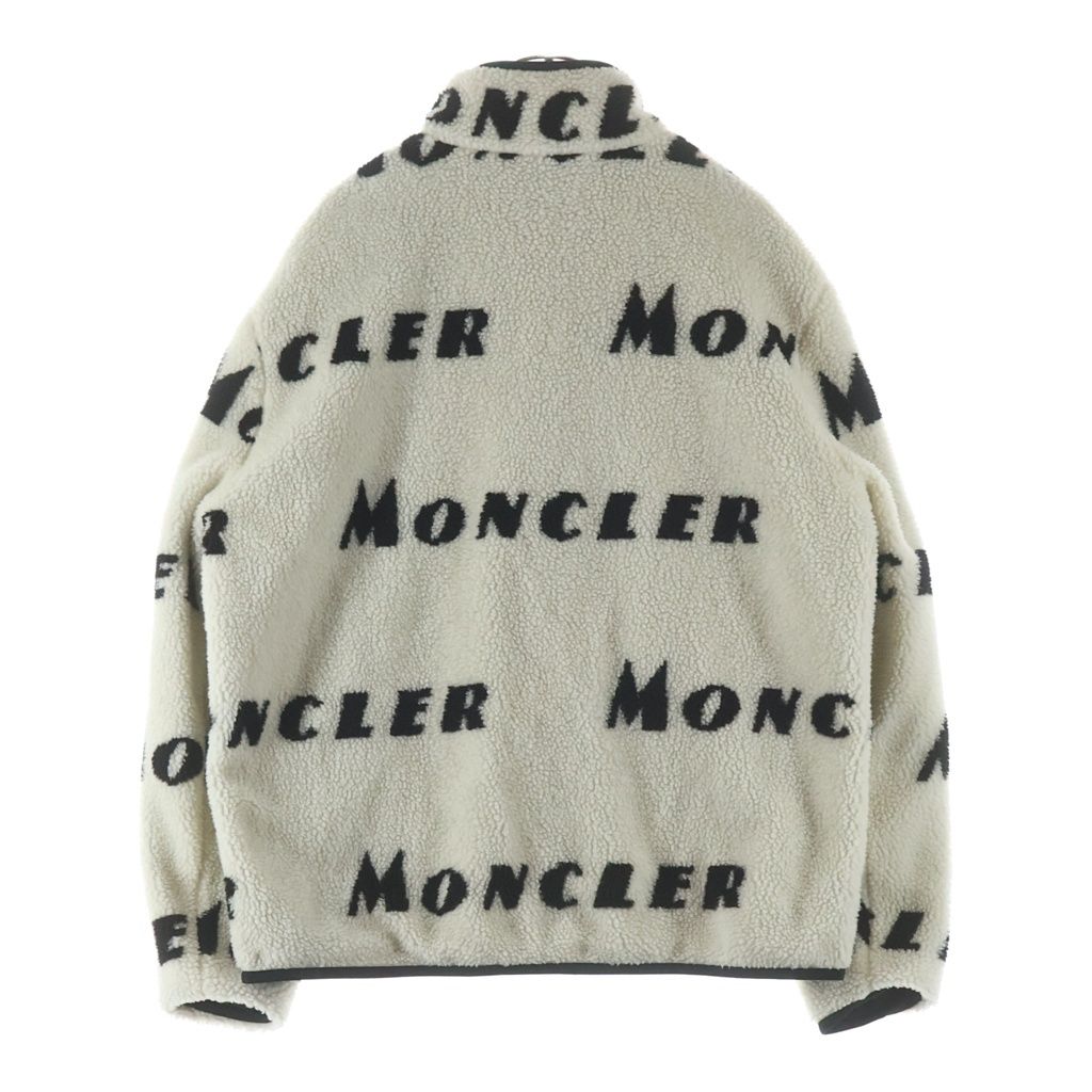 Moncler Rubber Patch Logo Reversible Nylon Fleece Zip Up Jacket Black White — view 4