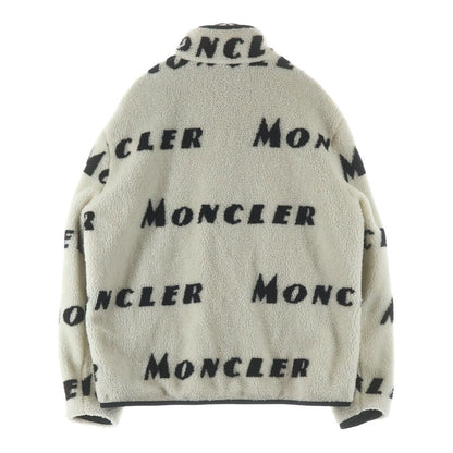 Moncler Rubber Patch Logo Reversible Nylon Fleece Zip Up Jacket Black White — view 4