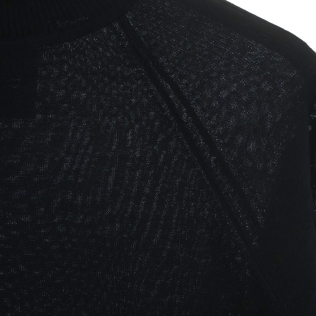 Dior Rose Velour Patch Side Line Wool Turtleneck Long Sleeve Knit Sweater Black — view 5