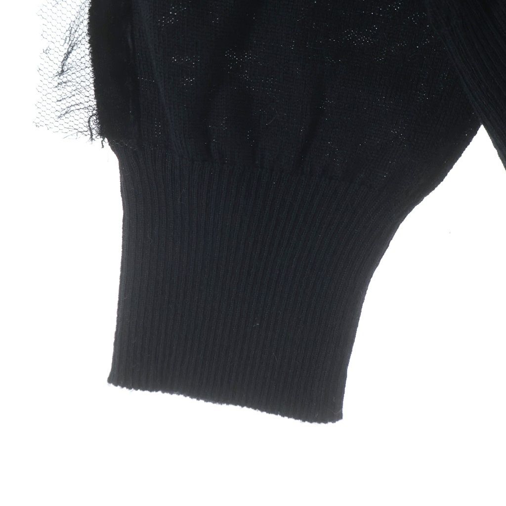 Dior Rose Velour Patch Side Line Wool Turtleneck Long Sleeve Knit Sweater Black — view 6
