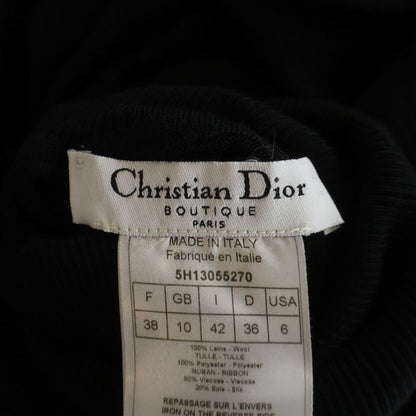 Dior Rose Velour Patch Side Line Wool Turtleneck Long Sleeve Knit Sweater Black — view 7