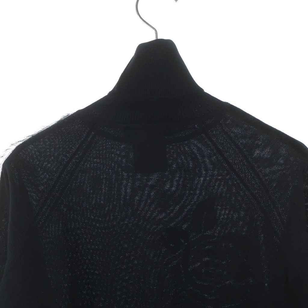 Dior Rose Velour Patch Side Line Wool Turtleneck Long Sleeve Knit Sweater Black — view 4