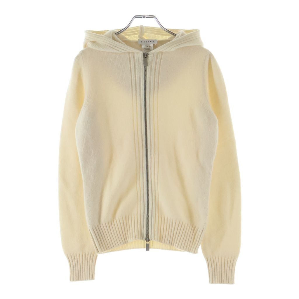 Celine Cashmere Knit Zip Up Hoodie Ivory
