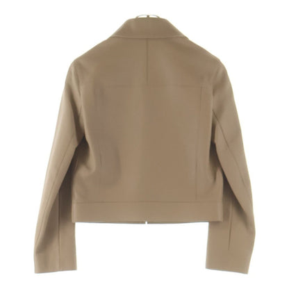 Hermes Goat Leather Silk Rayon Liner Zip Up Jacket Beige — view 2