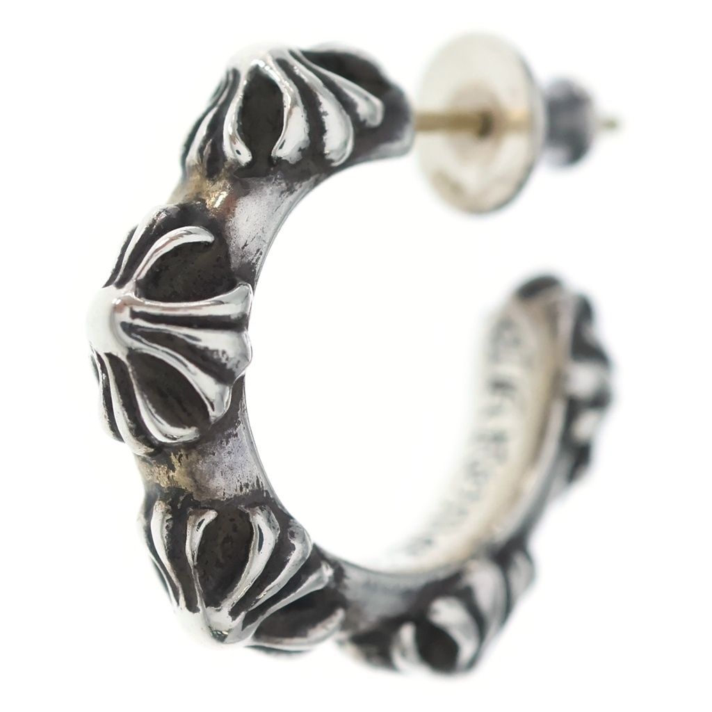 Chrome Hearts Hoop Cross Band Earrings Silver