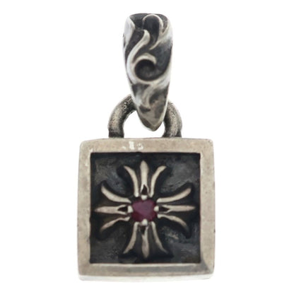 Chrome Hearts Framed CH Plus 1 Ruby Charm Pendant Silver