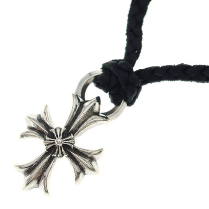 Chrome Hearts Dbl CH Prs Double CH Plus Pendant Leather Braid Silver