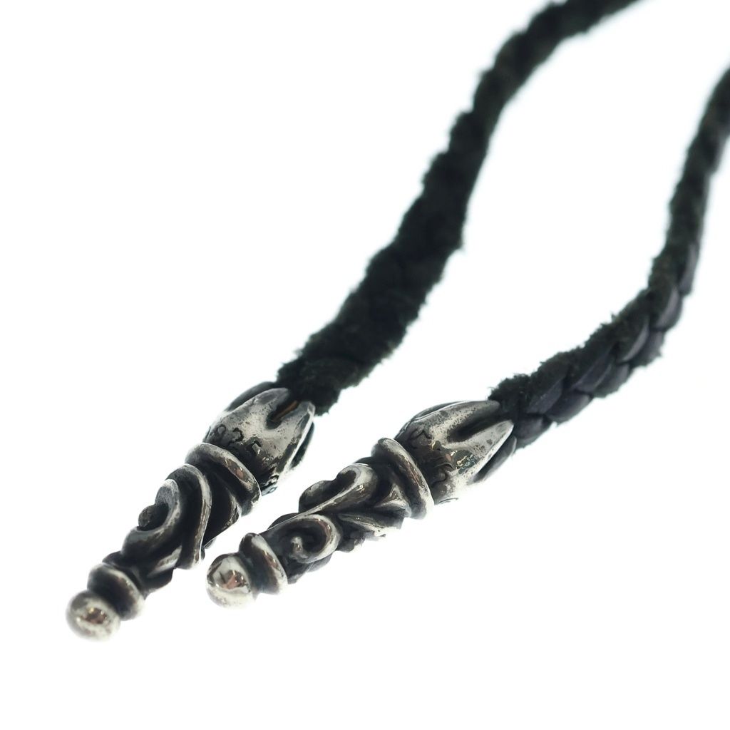 Chrome Hearts Dbl CH Prs Double CH Plus Pendant Leather Braid Silver — view 4