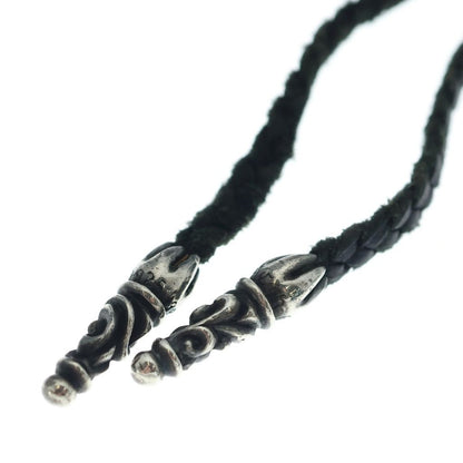 Chrome Hearts Dbl CH Prs Double CH Plus Pendant Leather Braid Silver — view 4