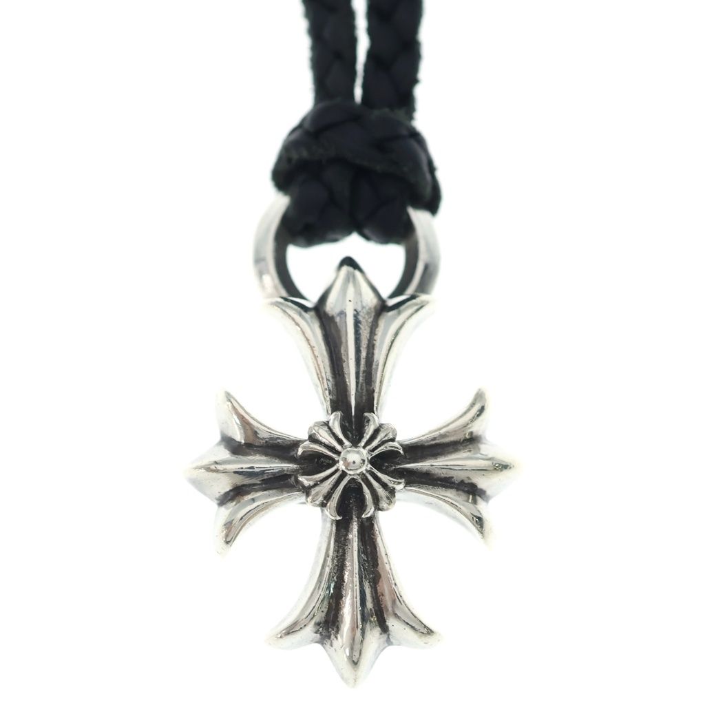 Chrome Hearts Dbl CH Prs Double CH Plus Pendant Leather Braid Silver — view 3