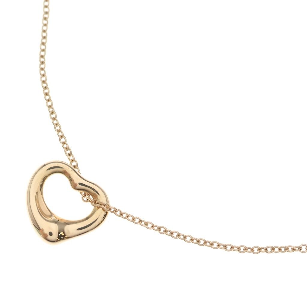 Tiffany & Co Elsa Peretti Open Heart Pendant Chain Pink Gold