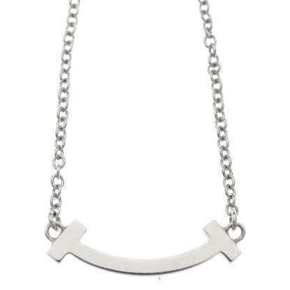 Tiffany & Co T Smile Small Pink Saffiano Pendant Chain Silver — view 5