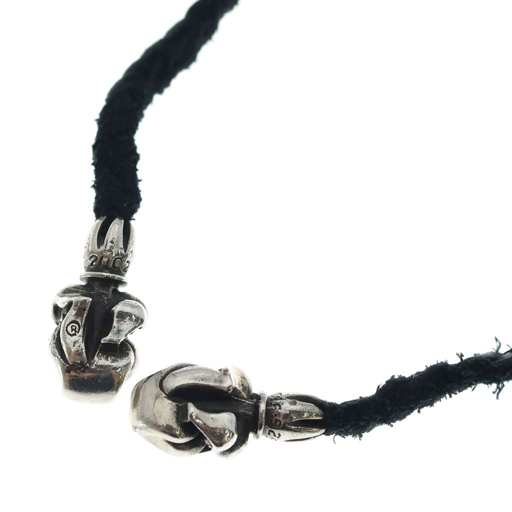 Chrome Hearts Leather Braid Lipstongue Lip and Tan Necklace Black Silver