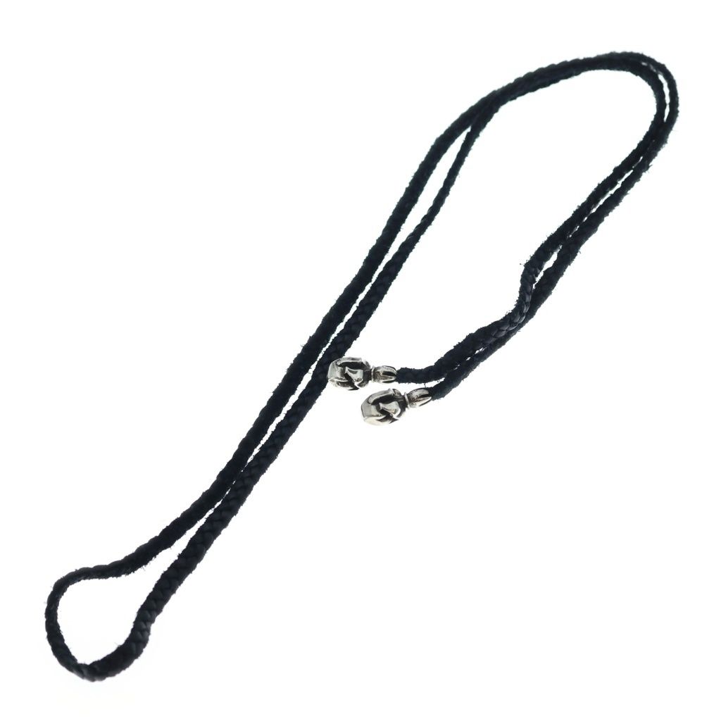Chrome Hearts Leather Braid Lipstongue Lip and Tan Necklace Black Silver — view 2