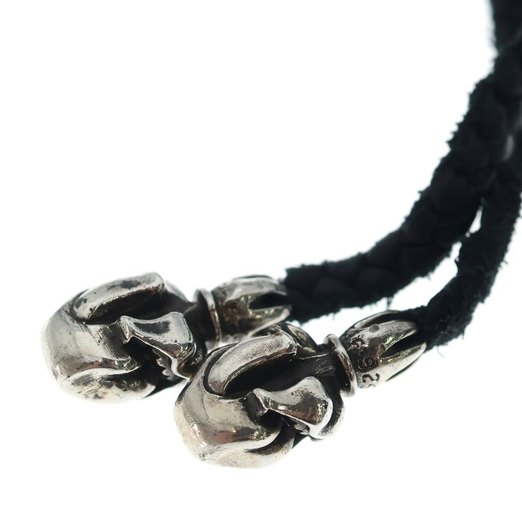 Chrome Hearts Leather Braid Lipstongue Lip and Tan Necklace Black Silver — view 4