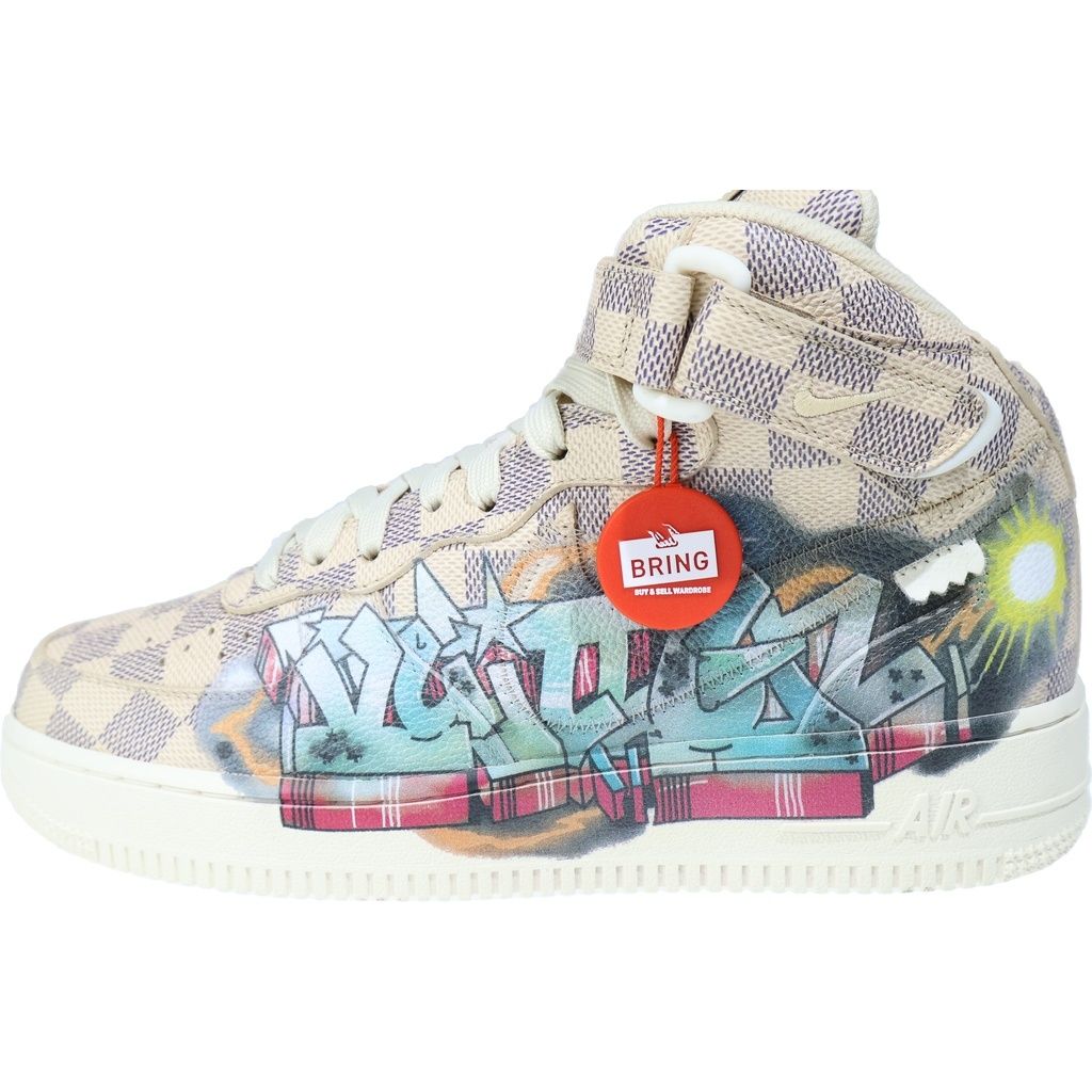 Louis Vuitton Air Mid Nike Air Force 1 Mid Cut Sneakers Damier Azur Graffiti