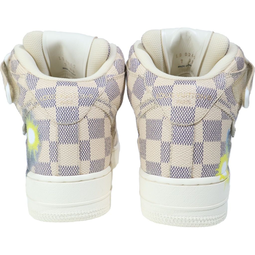 Louis Vuitton Air Mid Nike Air Force 1 Mid Cut Sneakers Damier Azur Graffiti — view 3