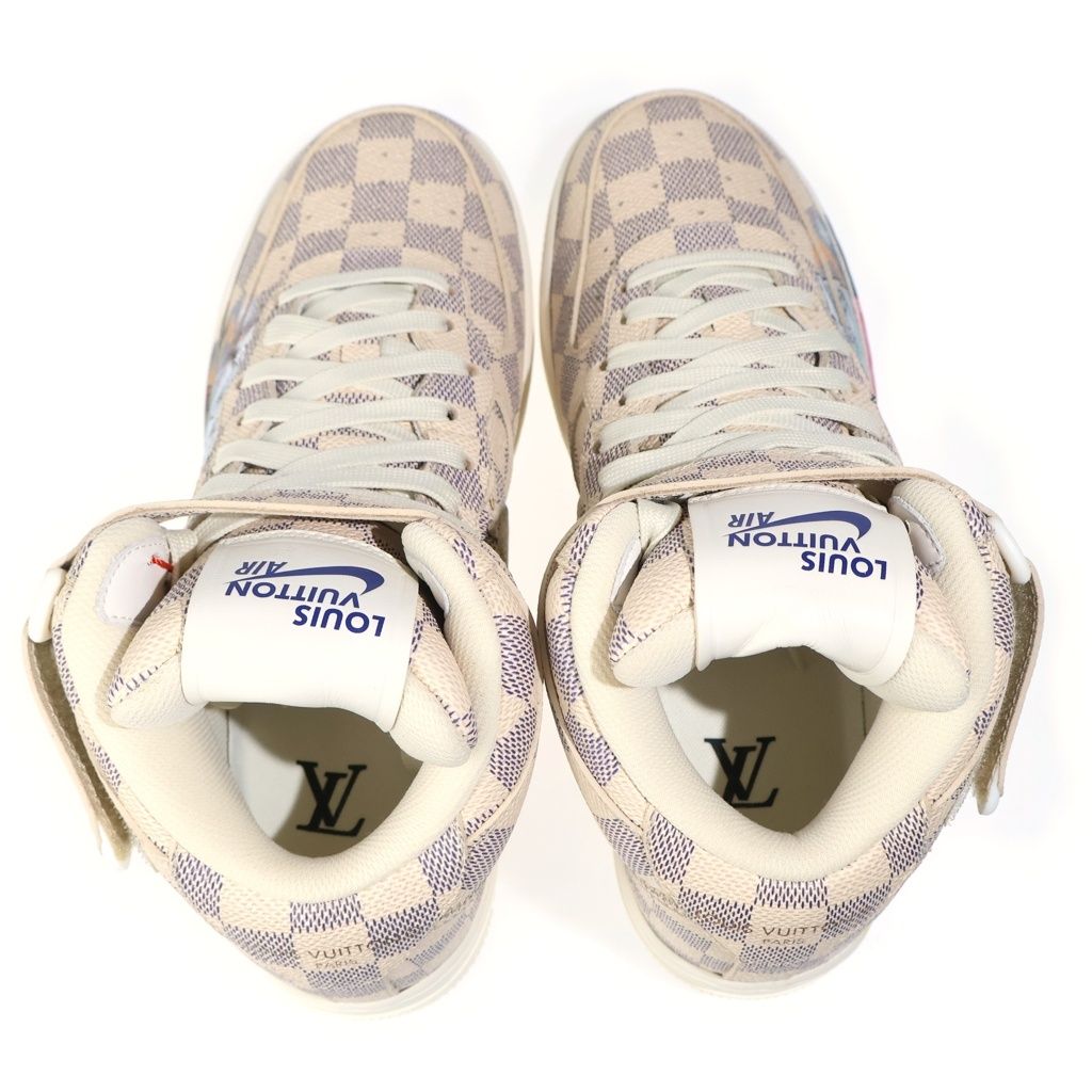 Louis Vuitton Air Mid Nike Air Force 1 Mid Cut Sneakers Damier Azur Graffiti — view 4