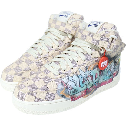 Louis Vuitton Air Mid Nike Air Force 1 Mid Cut Sneakers Damier Azur Graffiti — view 2