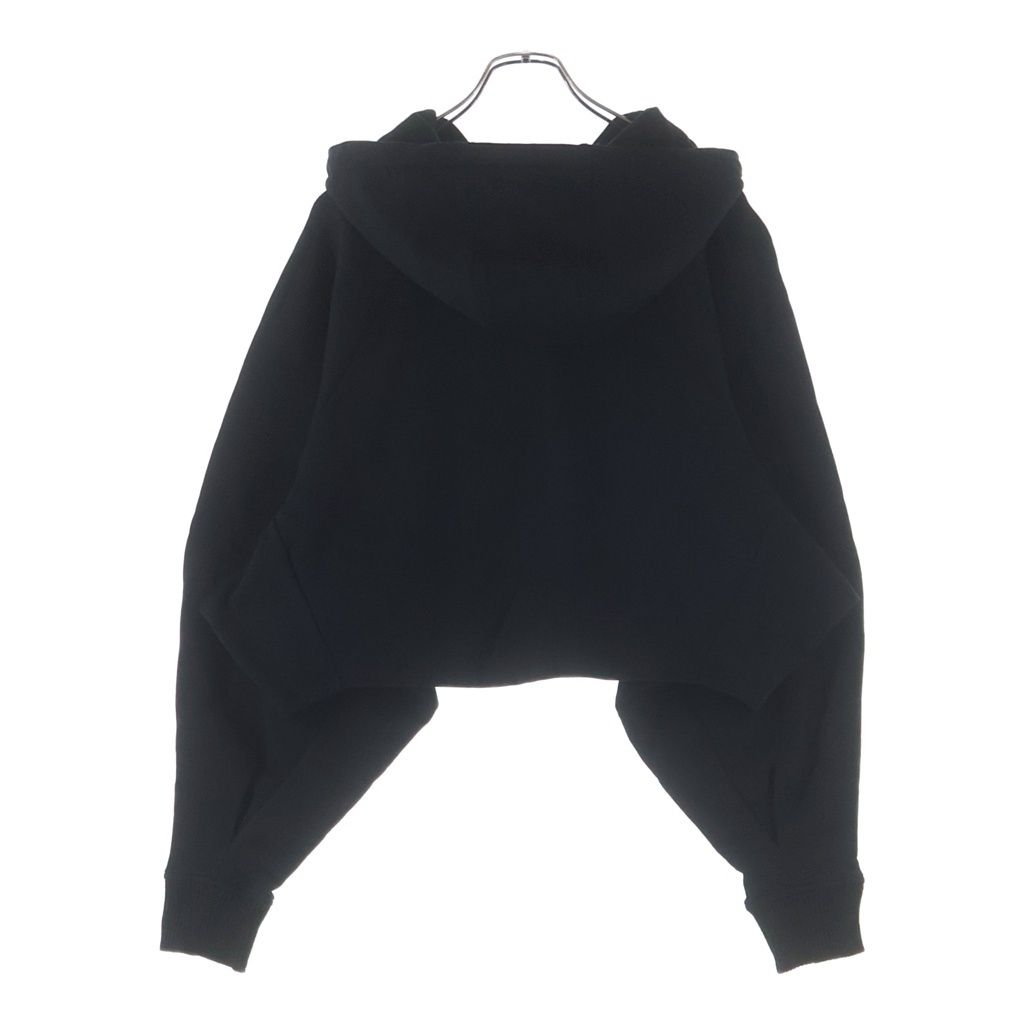 Loewe Anagram Logo Leather Patch Cropped Pullover Sweatshirt Hoodie Black — view 2