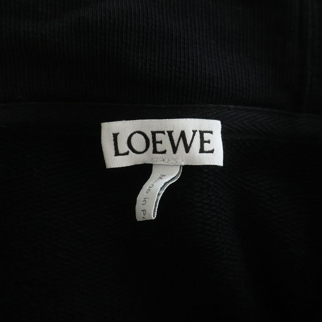 Loewe Anagram Logo Leather Patch Cropped Pullover Sweatshirt Hoodie Black — view 7
