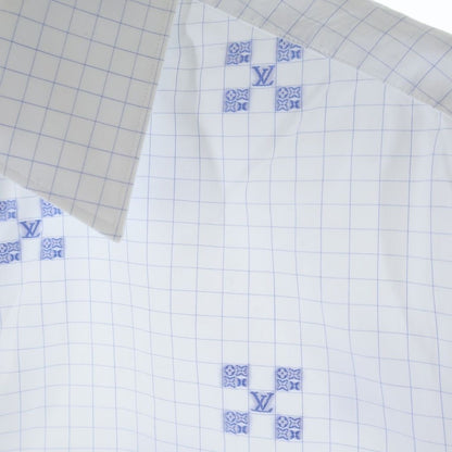 Louis Vuitton Check All Over Pattern LV Logo Embroidery Long Sleeve Shirt White — view 4