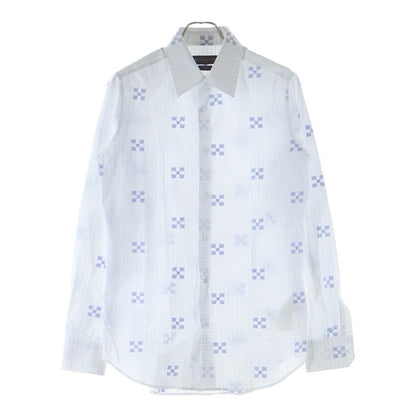 Louis Vuitton Check All Over Pattern LV Logo Embroidery Long Sleeve Shirt White