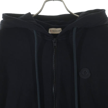 Moncler Rubber Patch Logo Side Cut Replacement Zip Up Sweatshirt Hoodie Black — view 3