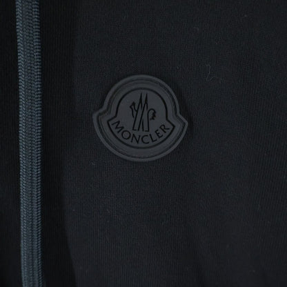 Moncler Rubber Patch Logo Side Cut Replacement Zip Up Sweatshirt Hoodie Black — view 4