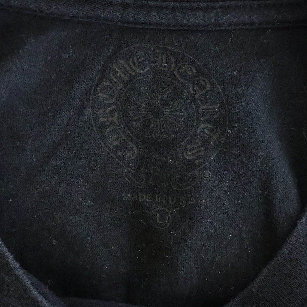 Chrome Hearts CH T-Shirt Side T Scroll Chest Pocket Short Sleeve Print Black — view 7