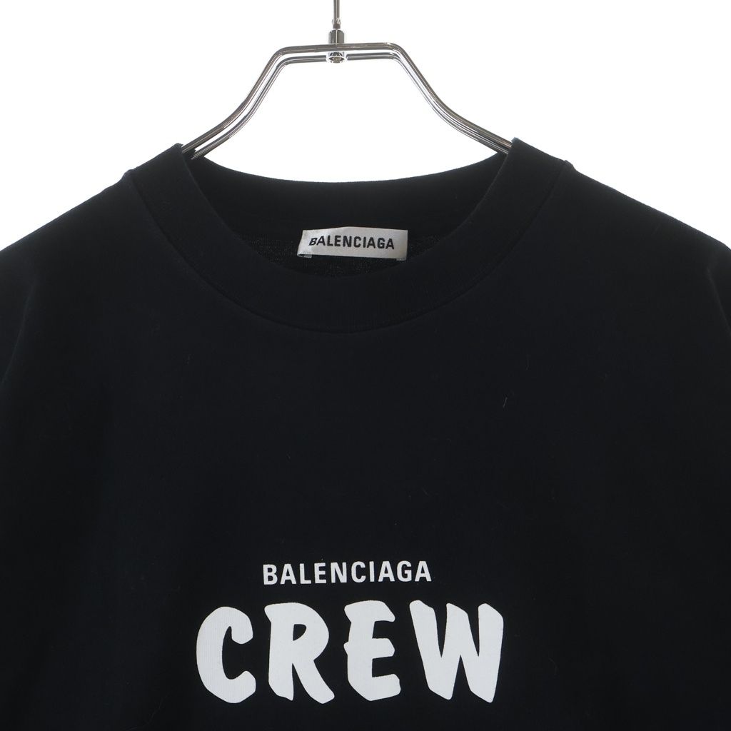 Balenciaga Crew Print Neck Short Sleeve T-Shirt Black — view 3