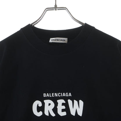 Balenciaga Crew Print Neck Short Sleeve T-Shirt Black — view 3