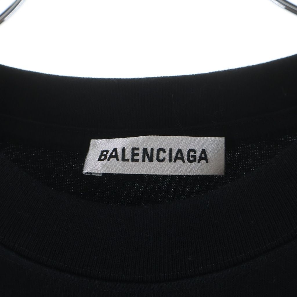 Balenciaga Crew Print Neck Short Sleeve T-Shirt Black — view 6