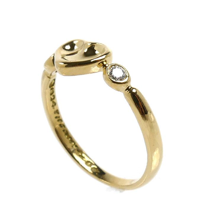 Tiffany & Co 18k Yellow Gold Full Heart Ring Diamond — view 2