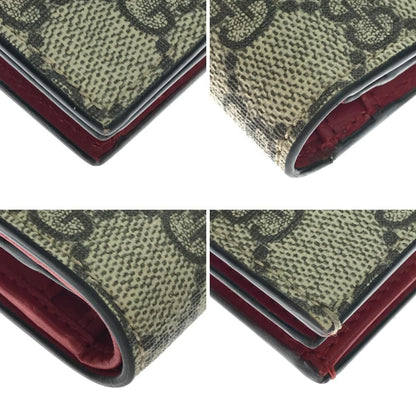 Gucci Bifold Wallet GG Supreme Cherry Mini 2 Stones Brown — view 5