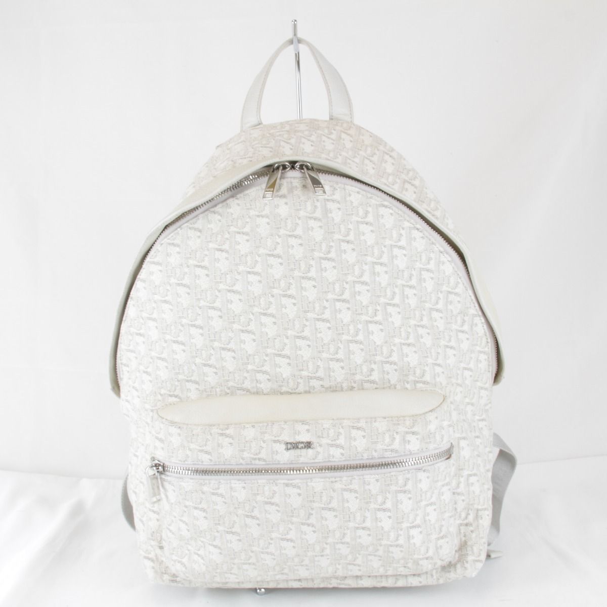 Dior Backpack Canvas Leather White