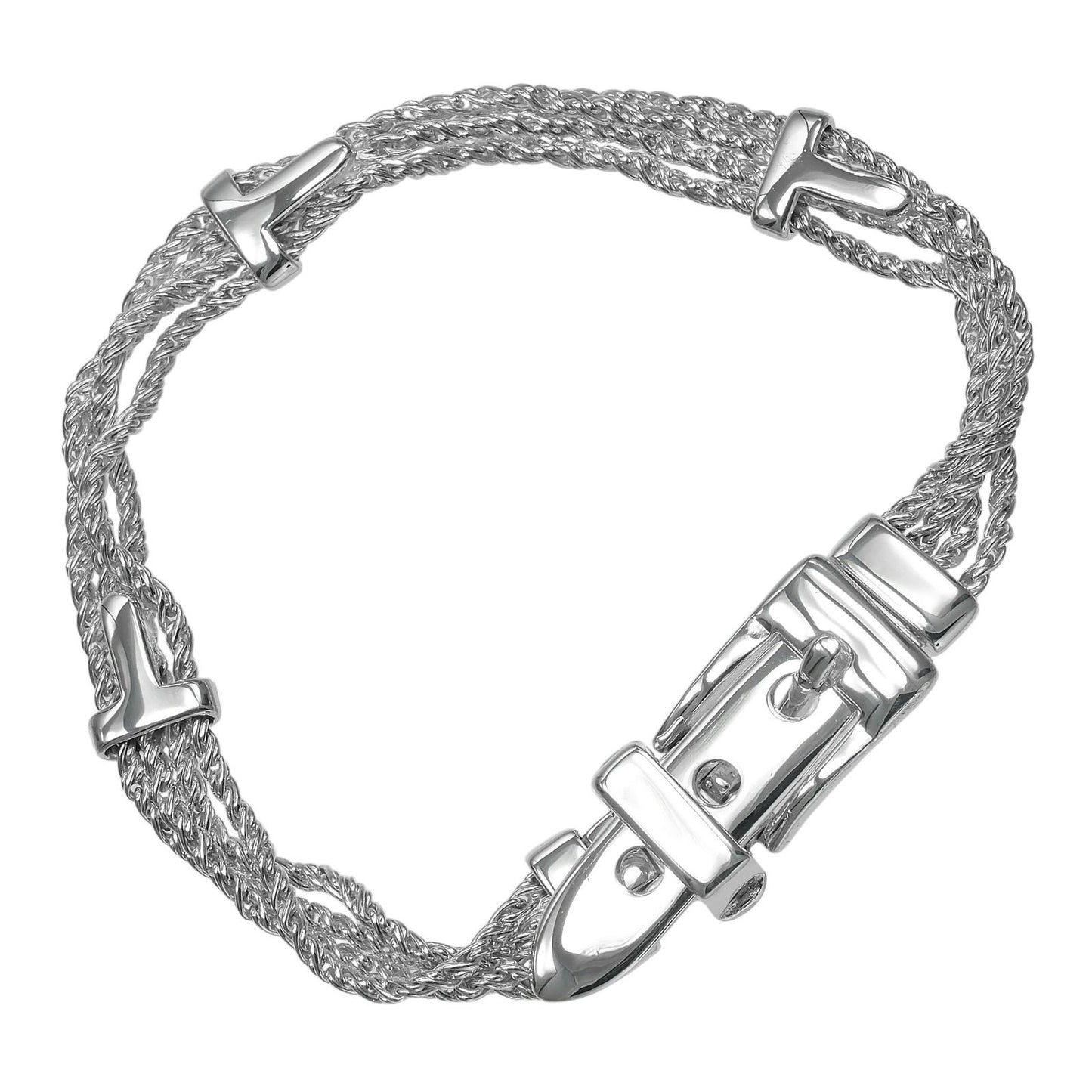 Tiffany & Co T Rope Buckle Motif 925 Sterling Silver Bracelet