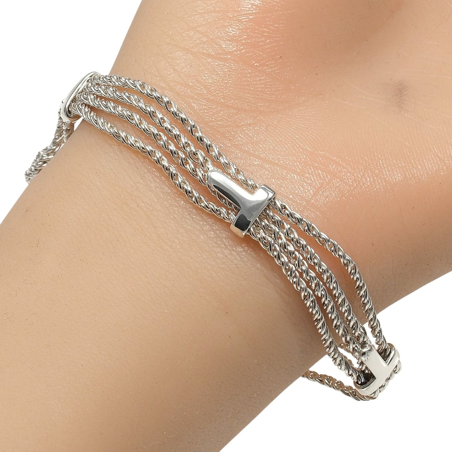 Tiffany & Co T Rope Buckle Motif 925 Sterling Silver Bracelet — view 3