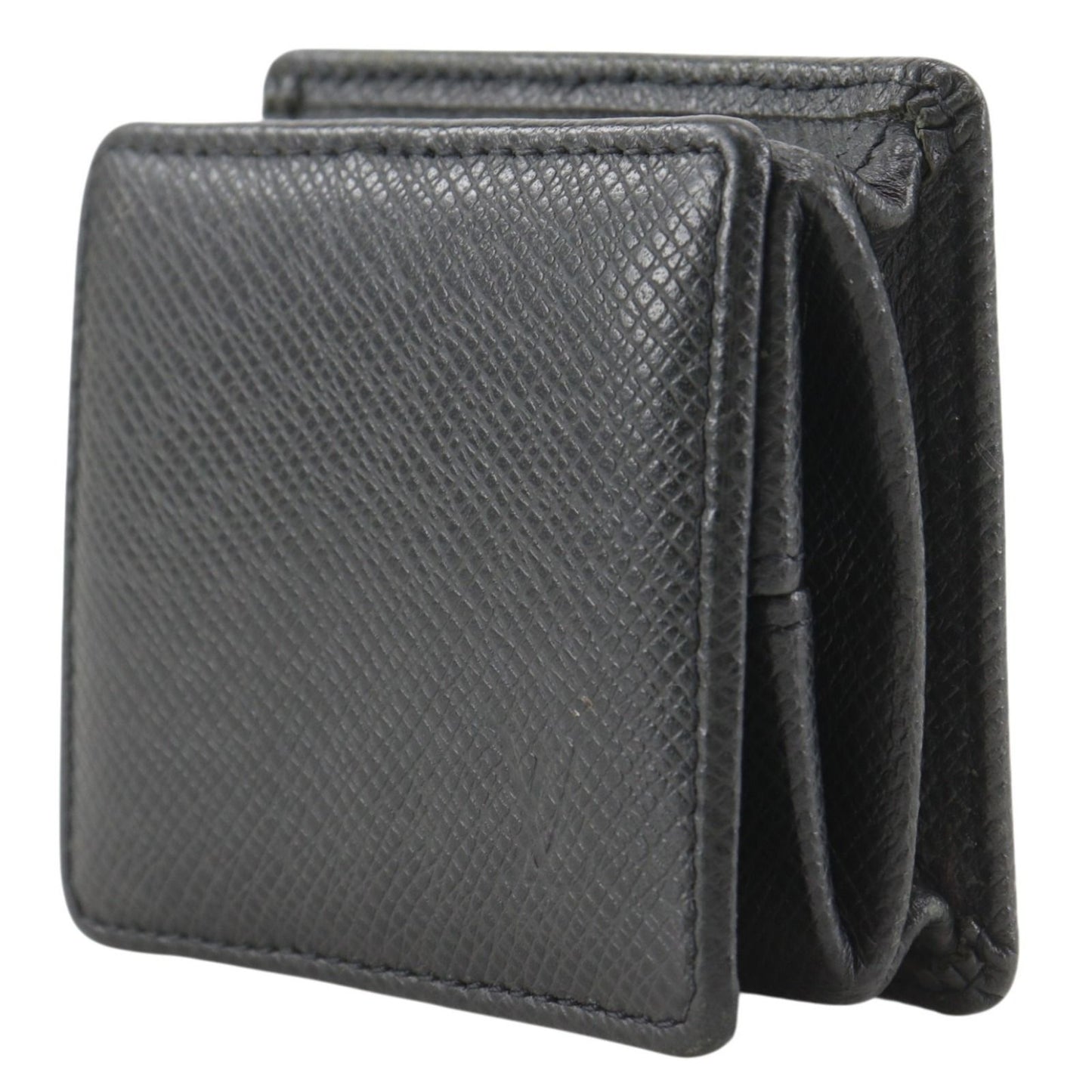 Louis Vuitton Porte Monet Boite Taiga Ardoise Black Coin Case — view 2