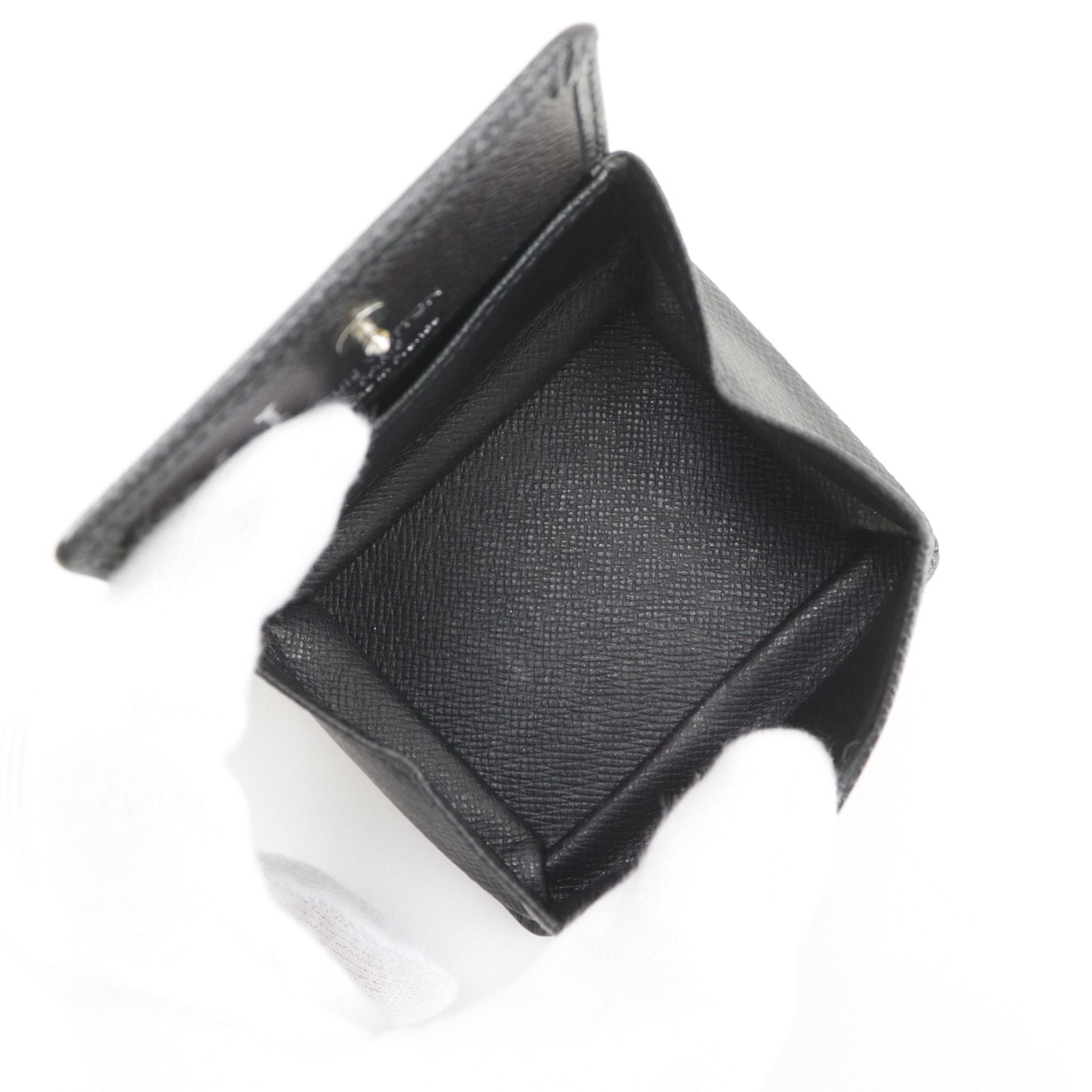 Louis Vuitton Porte Monet Boite Taiga Ardoise Black Coin Case — view 6
