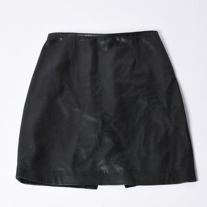 Chrome Hearts Half Dagger Zip Leather Skirt 26 Black 925 Sterling Silver