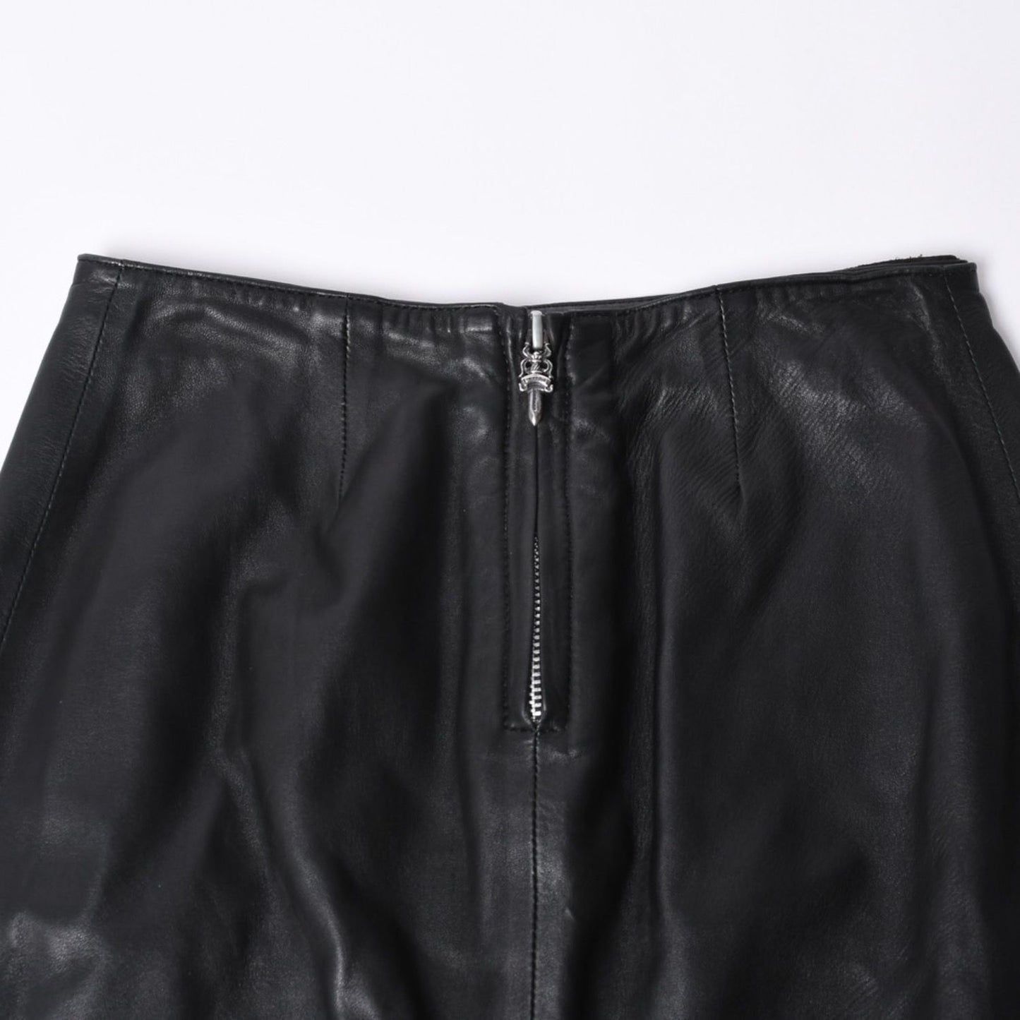 Chrome Hearts Half Dagger Zip Leather Skirt 26 Black 925 Sterling Silver — view 3